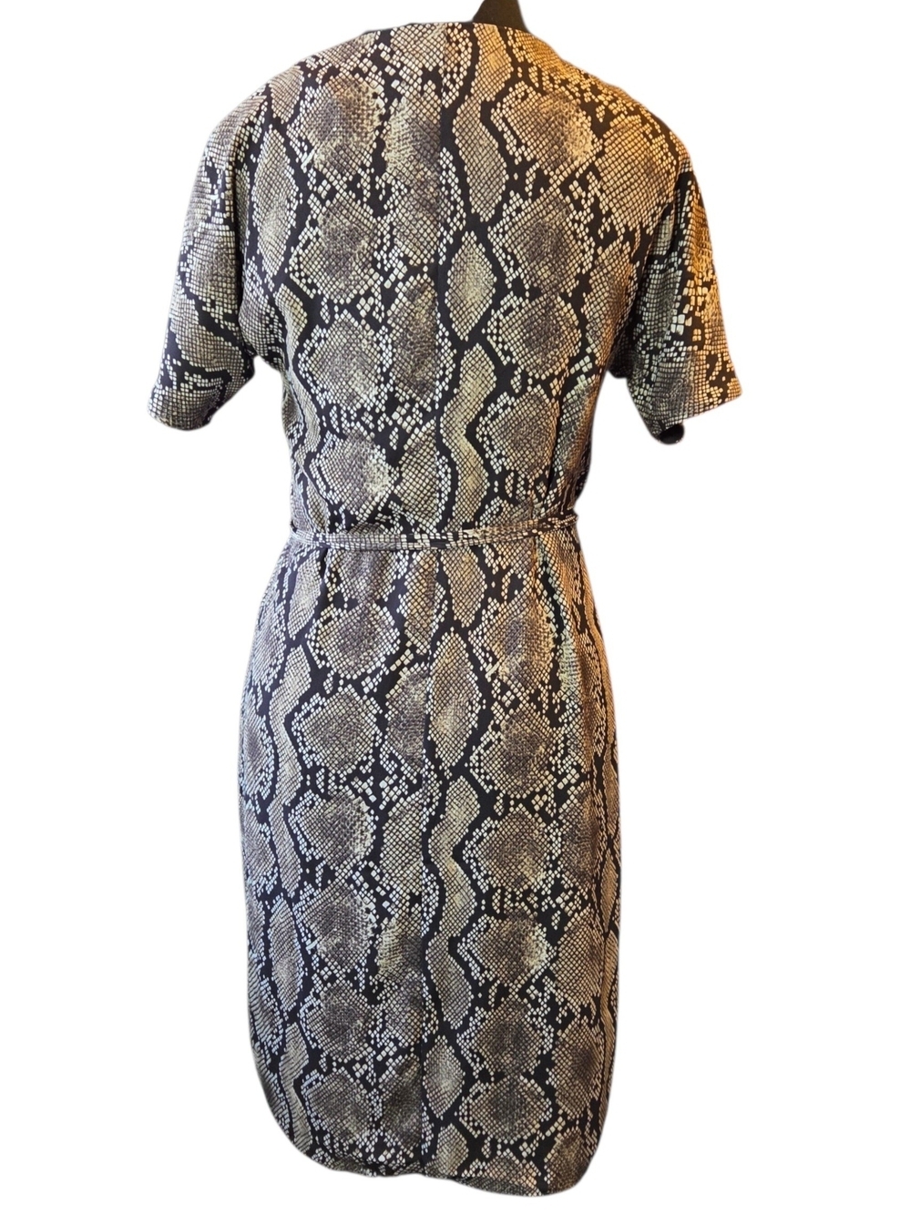 Babaton Snake-Print Wrap Mini Dress in tan and black Size XXS - Picture 3 of 6